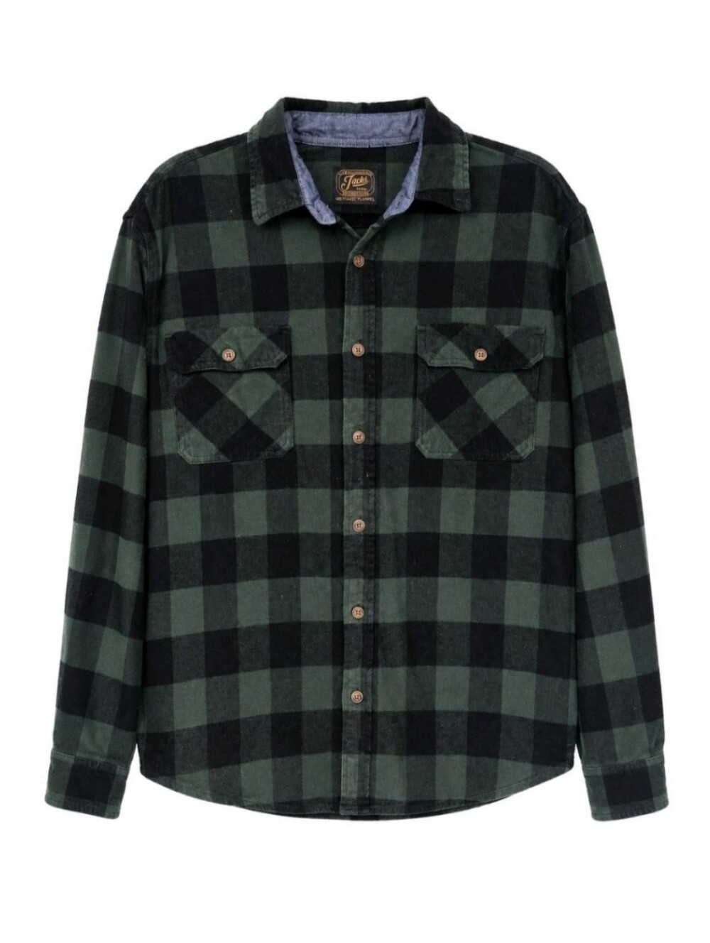 Jachs MFG Heritage Green Black Buffalo Plaid Flannel Shirt Men's XL